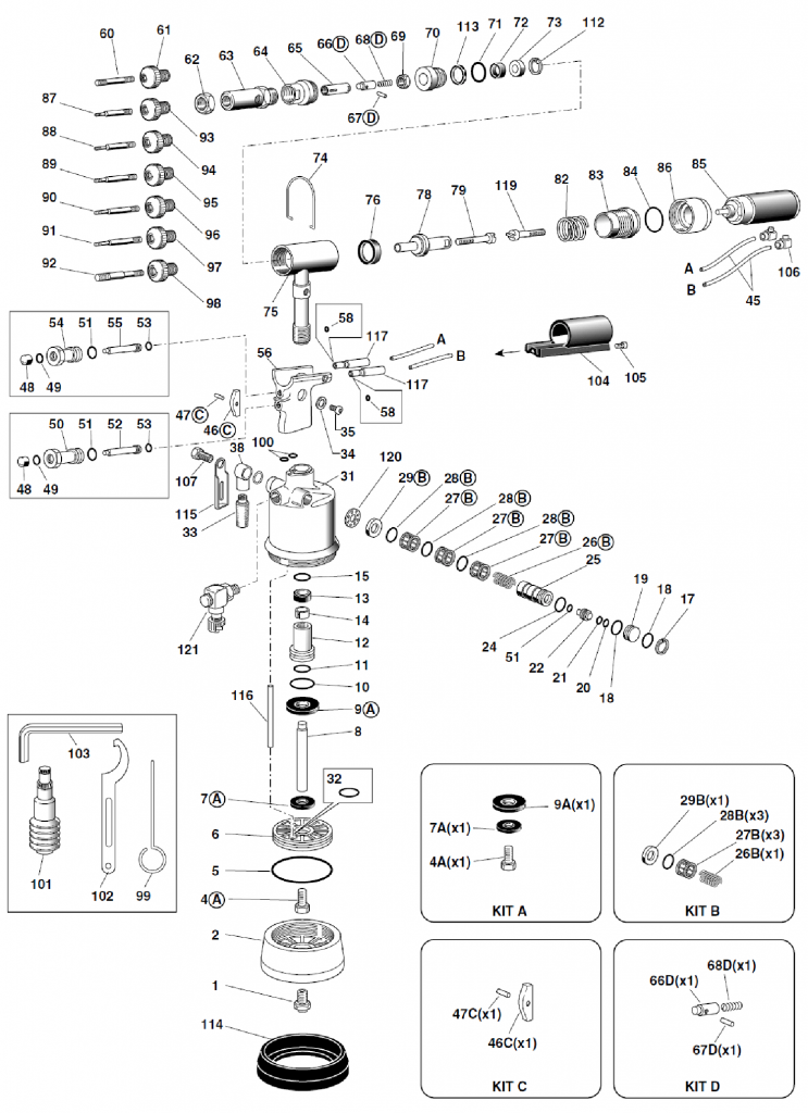 FAR KJ40 Spares Diagram Mettex Air Tools