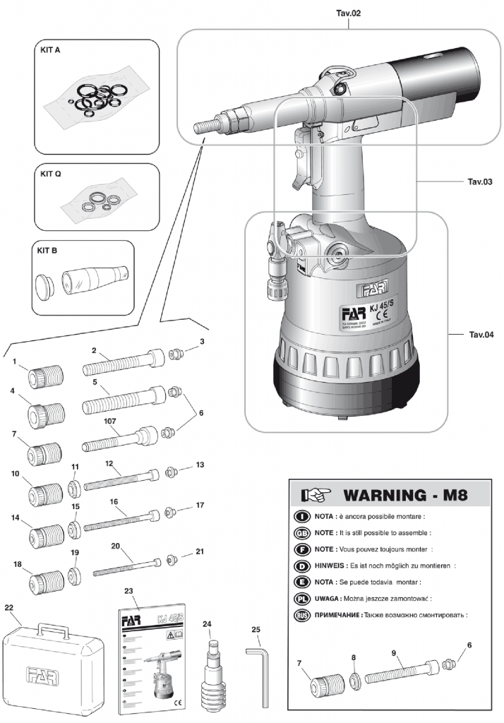 FAR KJ45s Tool Spares 1 Diagram Mettex Air Tools