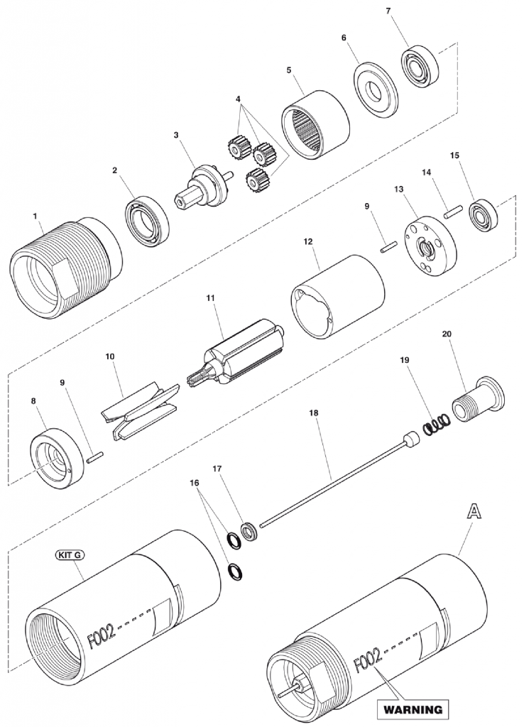 FAR KJ60 Tool Spares 2 Diagram Mettex Air Tools